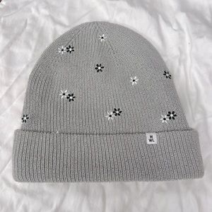 Gray Madewell Beanie Floral Embroidery NWOT